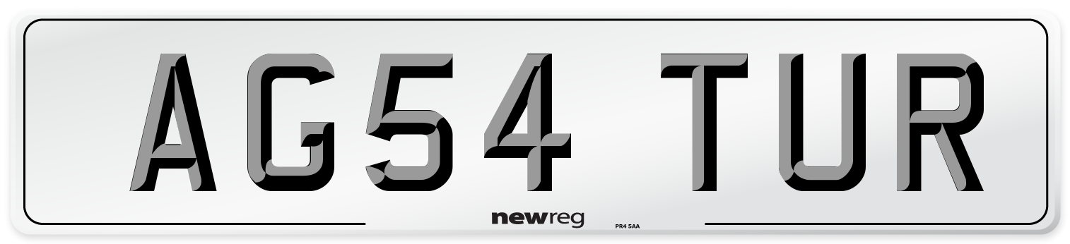 AG54 TUR Number Plate from New Reg